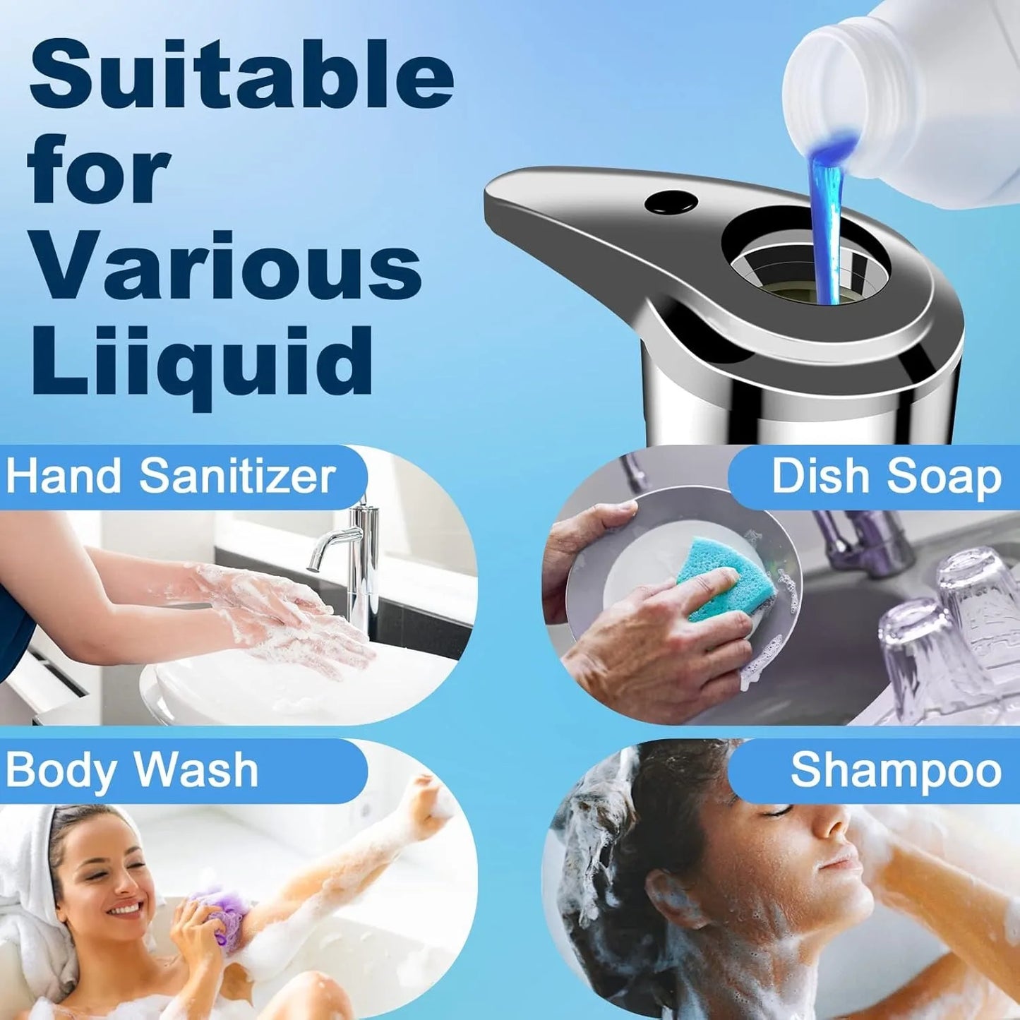 Touchless Infrared Soap Dispenser With Large Capacity For Kitchen