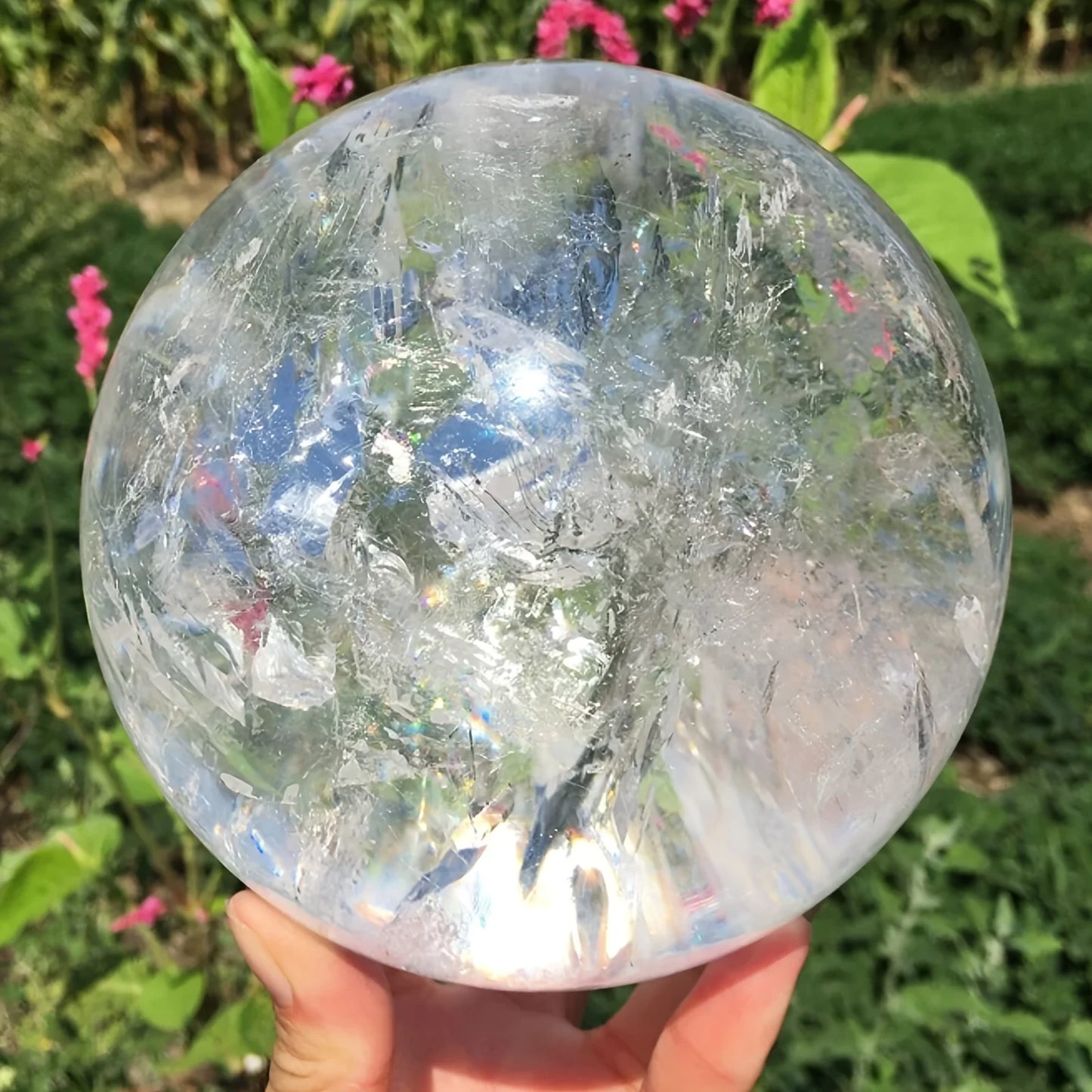 CrystalHola Large Clear Quartz Crystal Sphere For Home Decor And Gifts