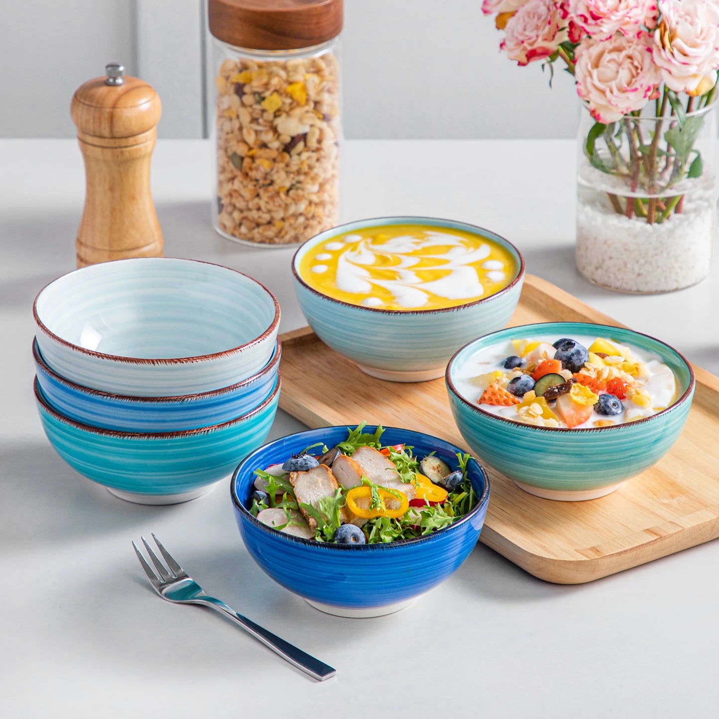 MALACASA Bonita 6 Piece Porcelain Serving Bowls Set