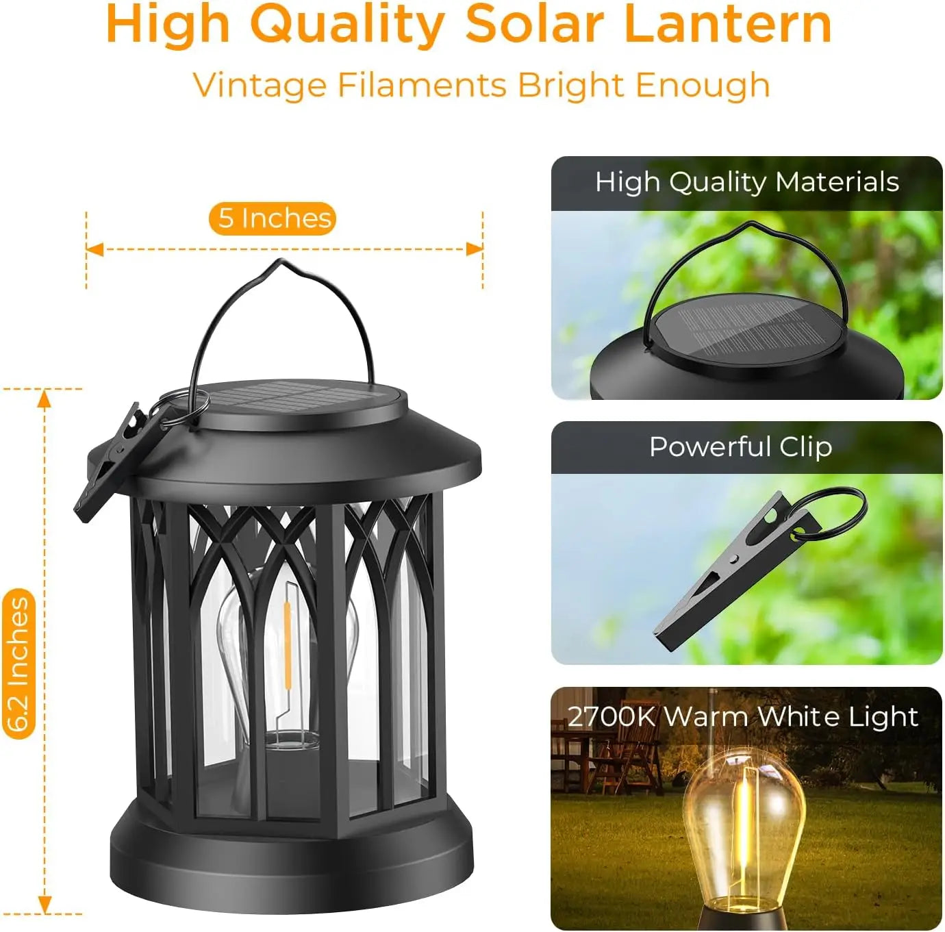 Solar Lantern Outdoor Lights Upgraded Waterproof Hanging Solar Powered Lantern