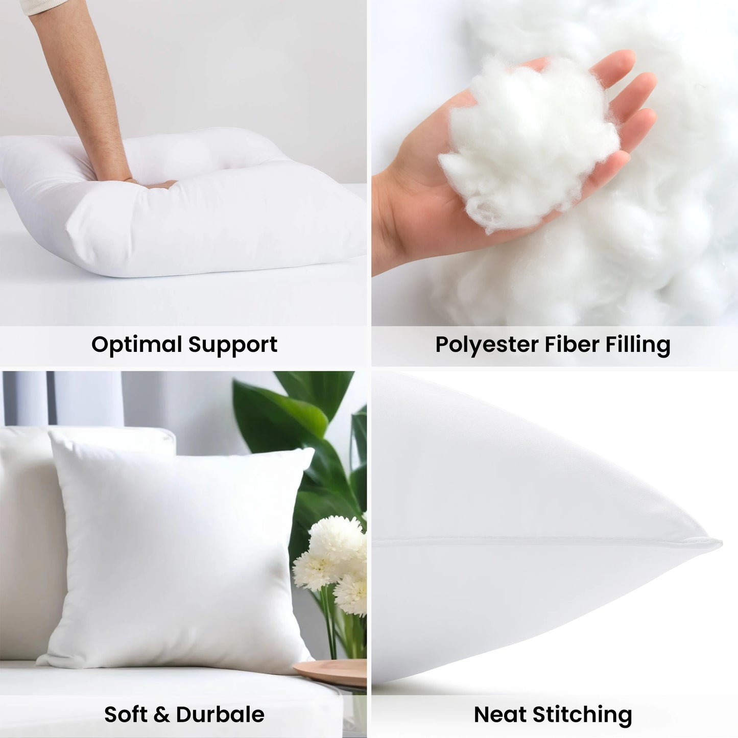 LDC Lux Decor Collection Throw Pillow Inserts Set of 4 Soft Cushions