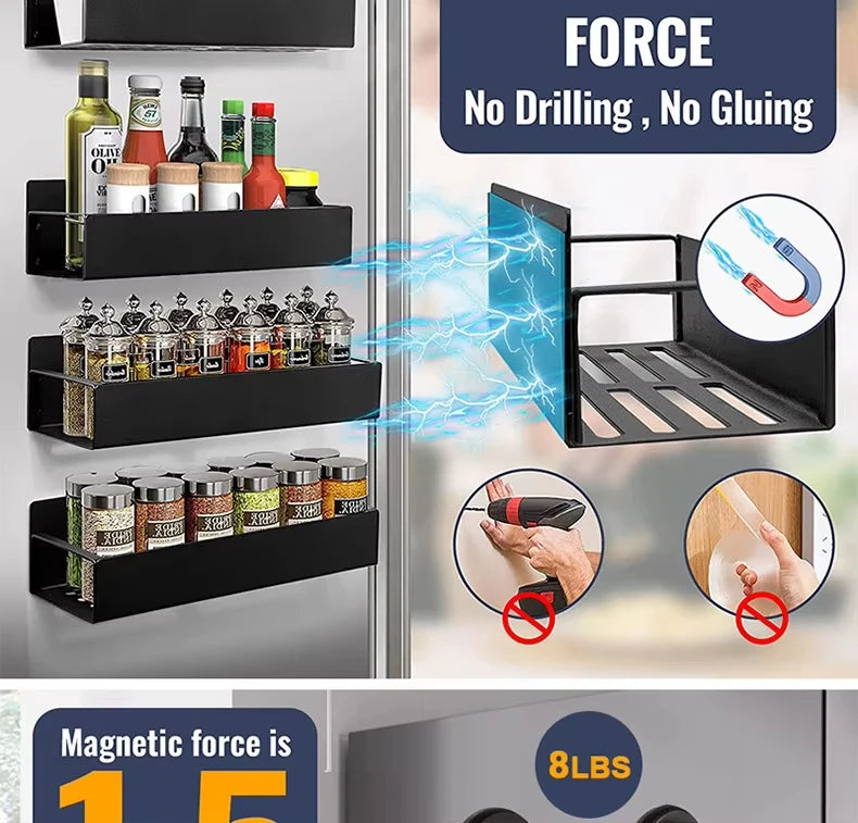 Magnetic Spice Rack Organizer, 4 Pack for Refrigerator and Oven
