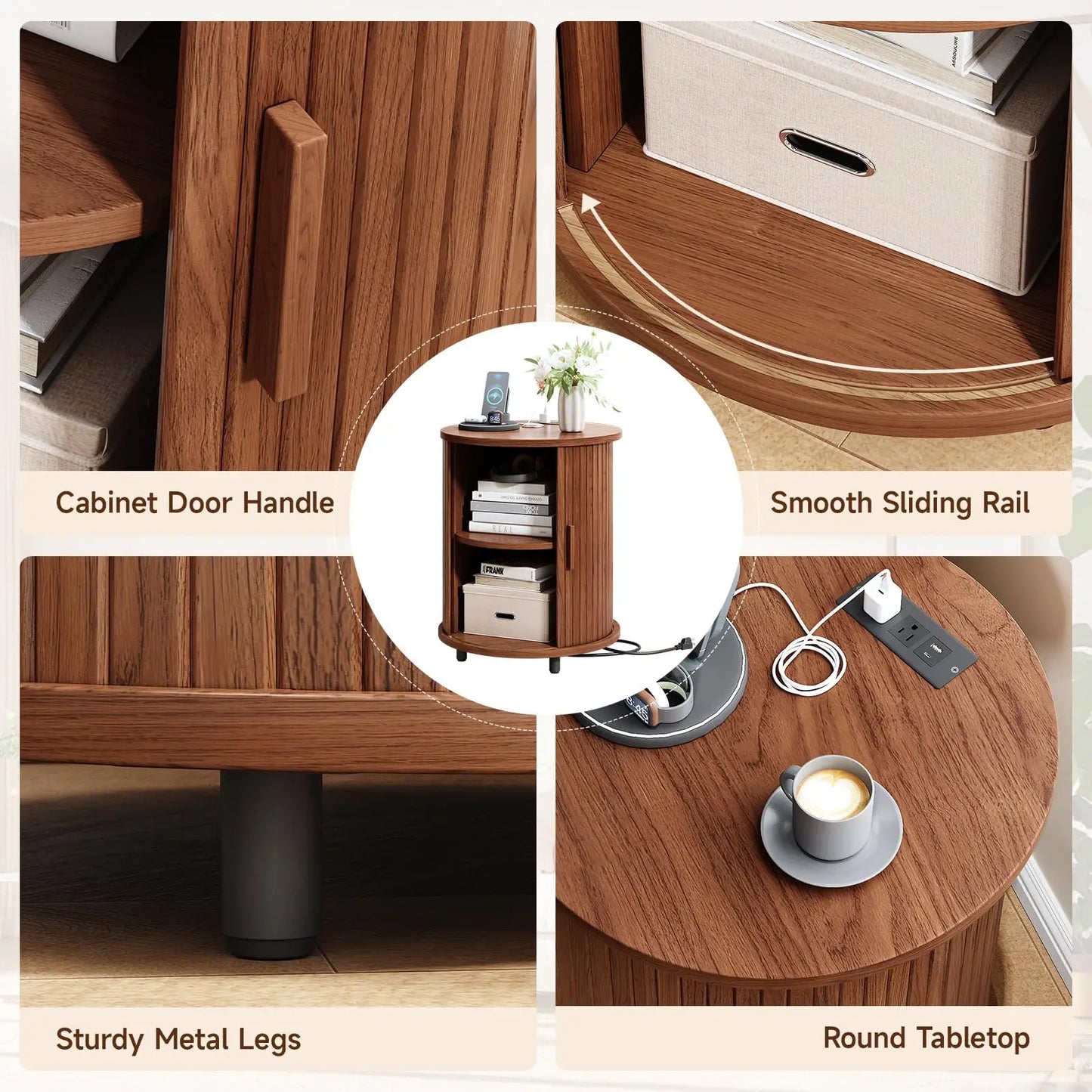 Onbrill Fluted Round End Tables Set Of 2