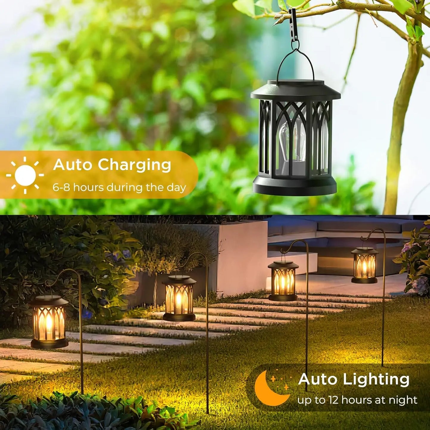 Solar Lantern Outdoor Lights Upgraded Waterproof Hanging Solar Powered Lantern