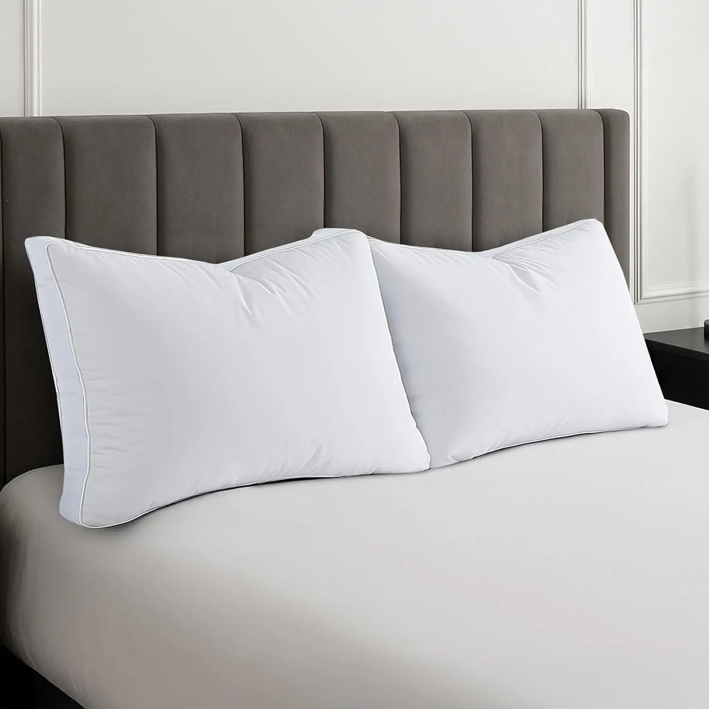 Gusseted Down Alternative Bed Pillows Set of 2 for Sleepers