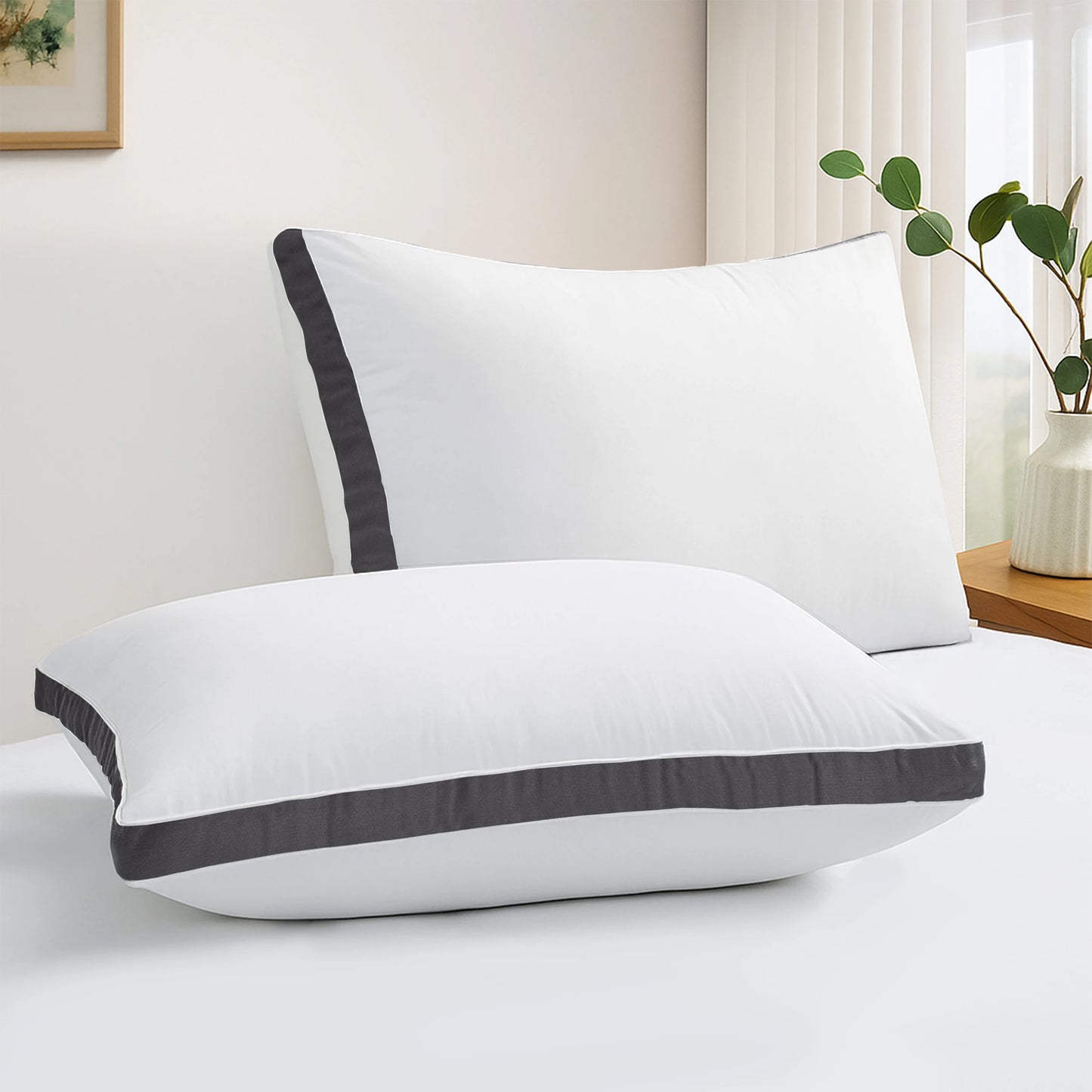 Gusseted Down Alternative Bed Pillows Set of 2 for Sleepers