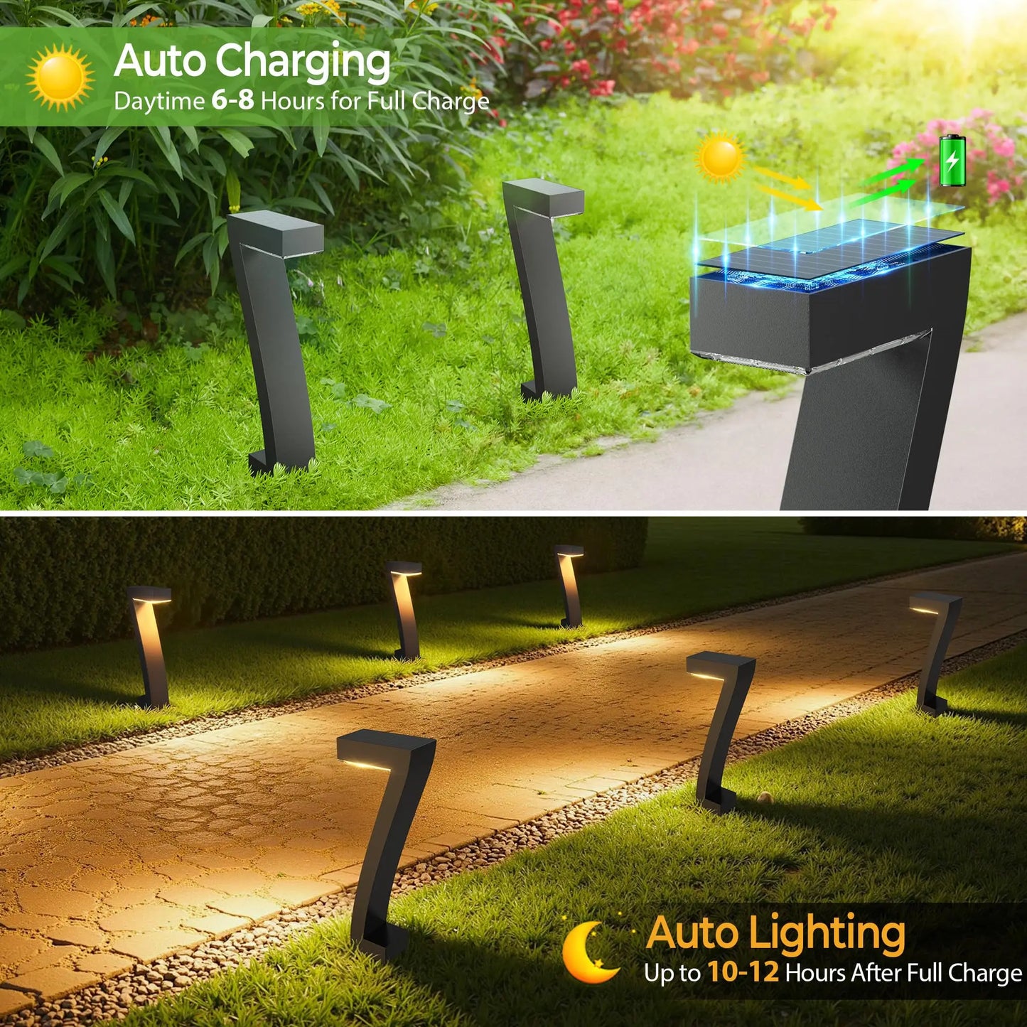 LED Solar Pathway Lights Outdoor IP65 Waterproof Garden Decor