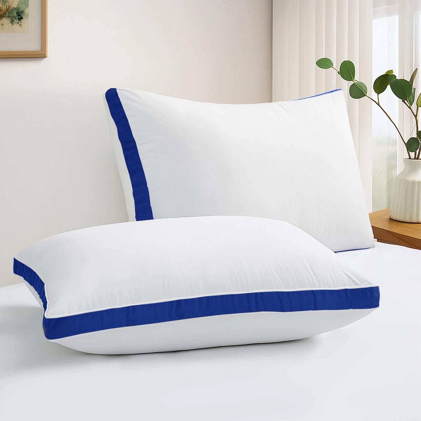 Gusseted Down Alternative Bed Pillows Set of 2 for Sleepers