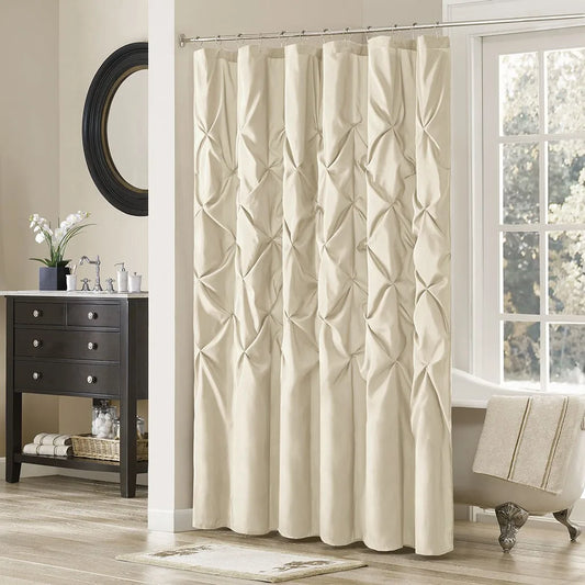 Tufted Semi Sheer Polyester Shower Curtain for Bathroom