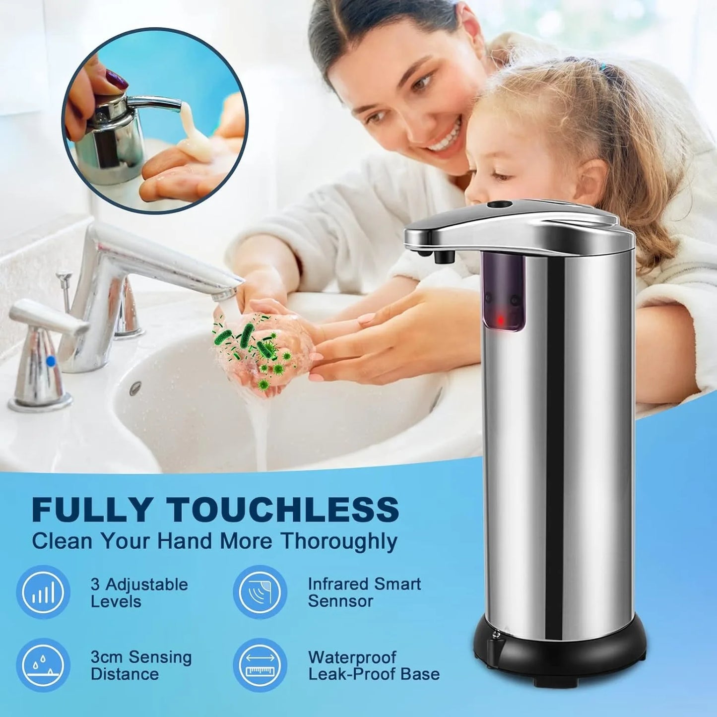 Touchless Infrared Soap Dispenser With Large Capacity For Kitchen