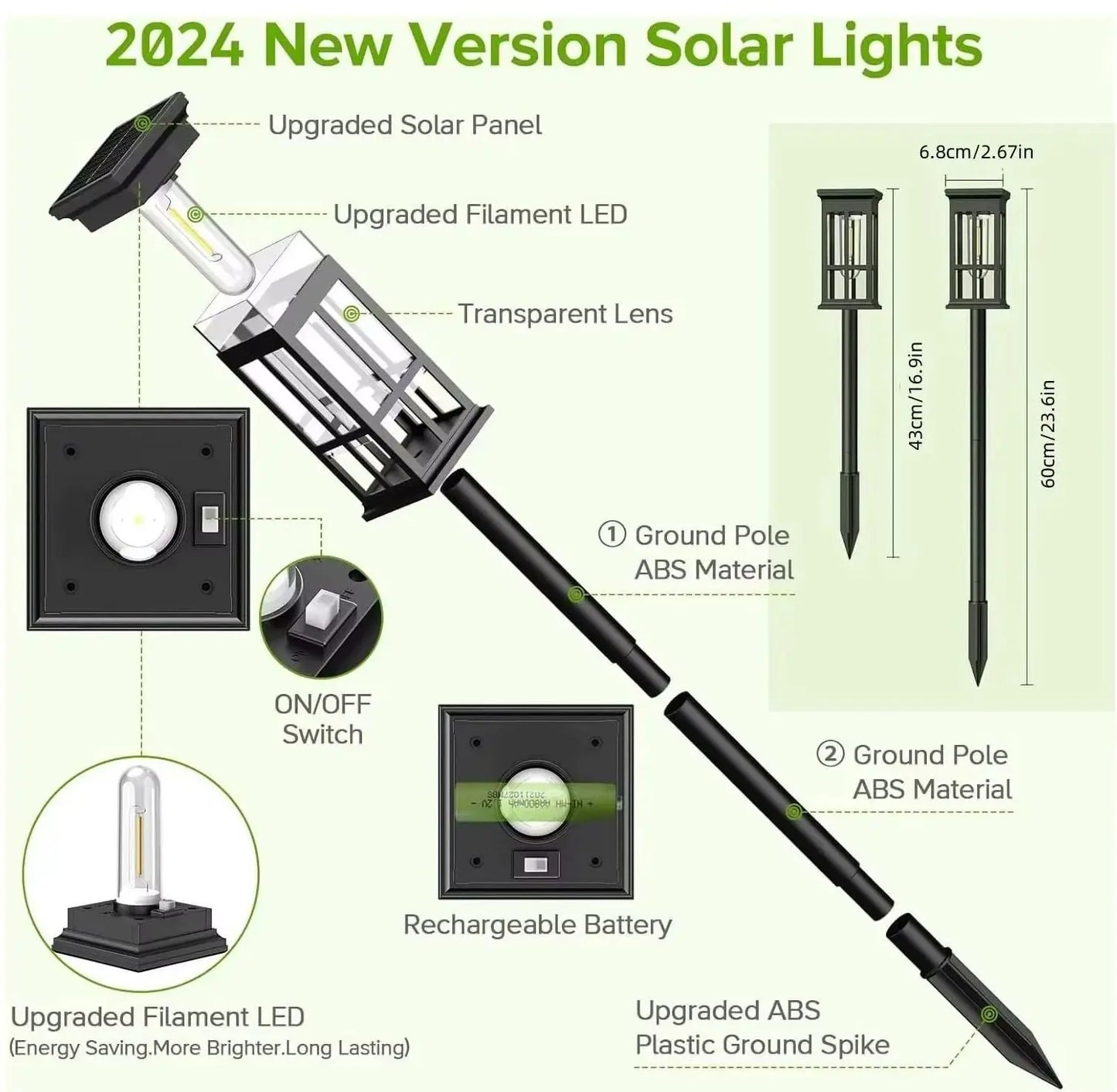 Solar Pathway Lights Outdoor LED Lamp IP65 Waterproof Garden