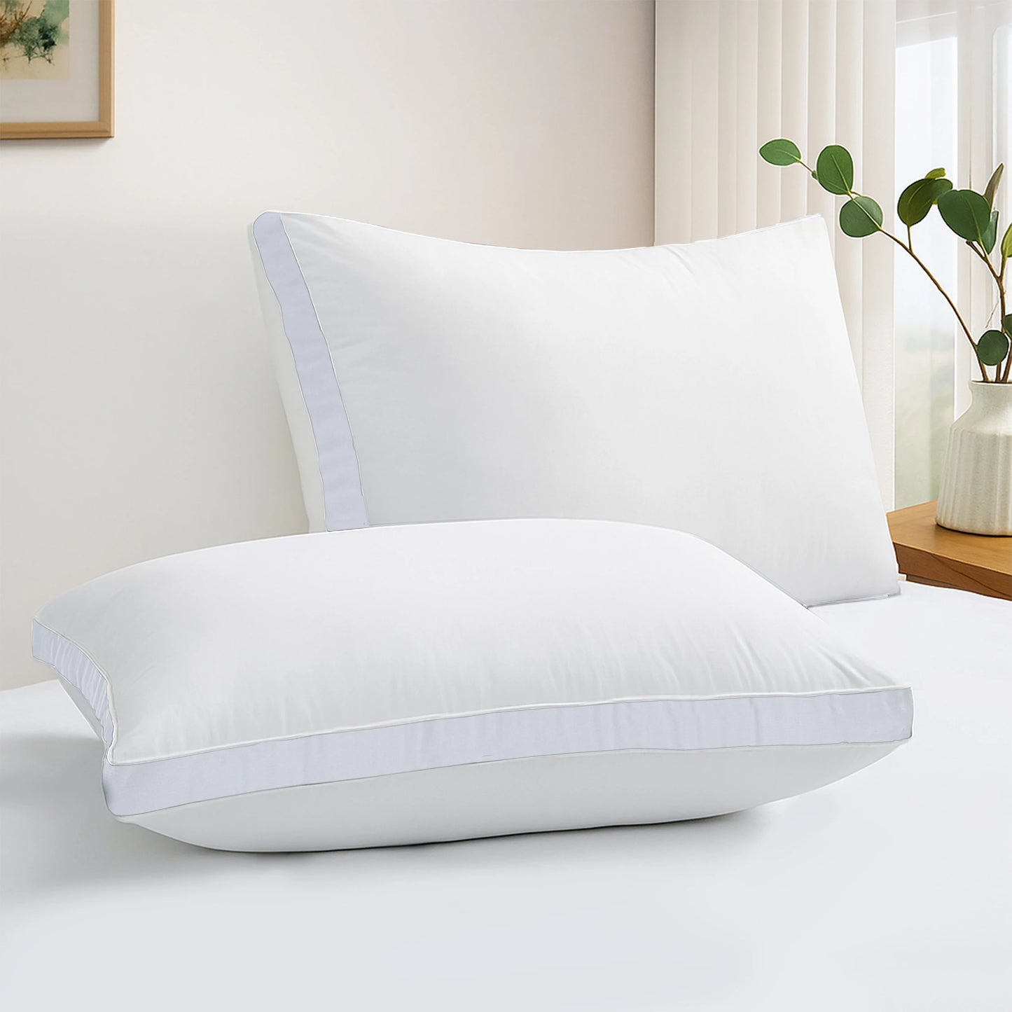 Gusseted Down Alternative Bed Pillows Set of 2 for Sleepers