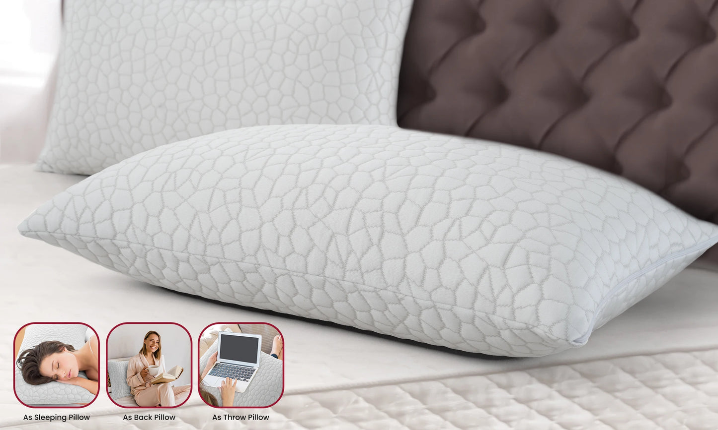 Shredded Memory Foam Pillows 2 Pack With Washable Cover