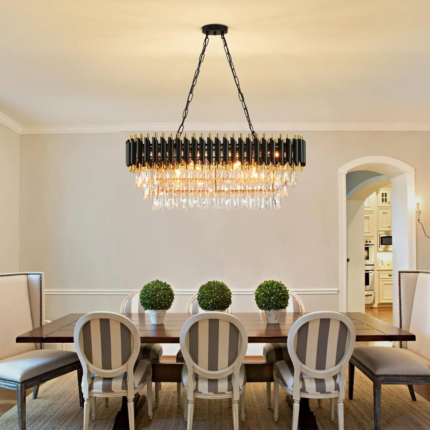 Modern Crystal Chandelier 3-Tier K9 Oval Pendant Design