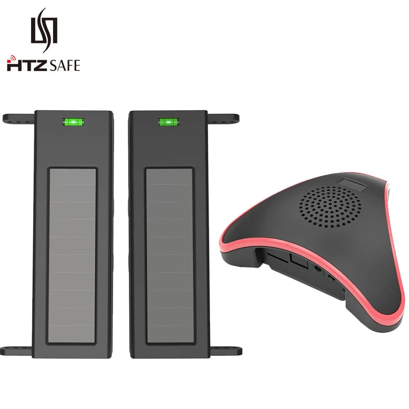 HTZSAFE Solar Beam Sensor Driveway Alarm System Wireless Range