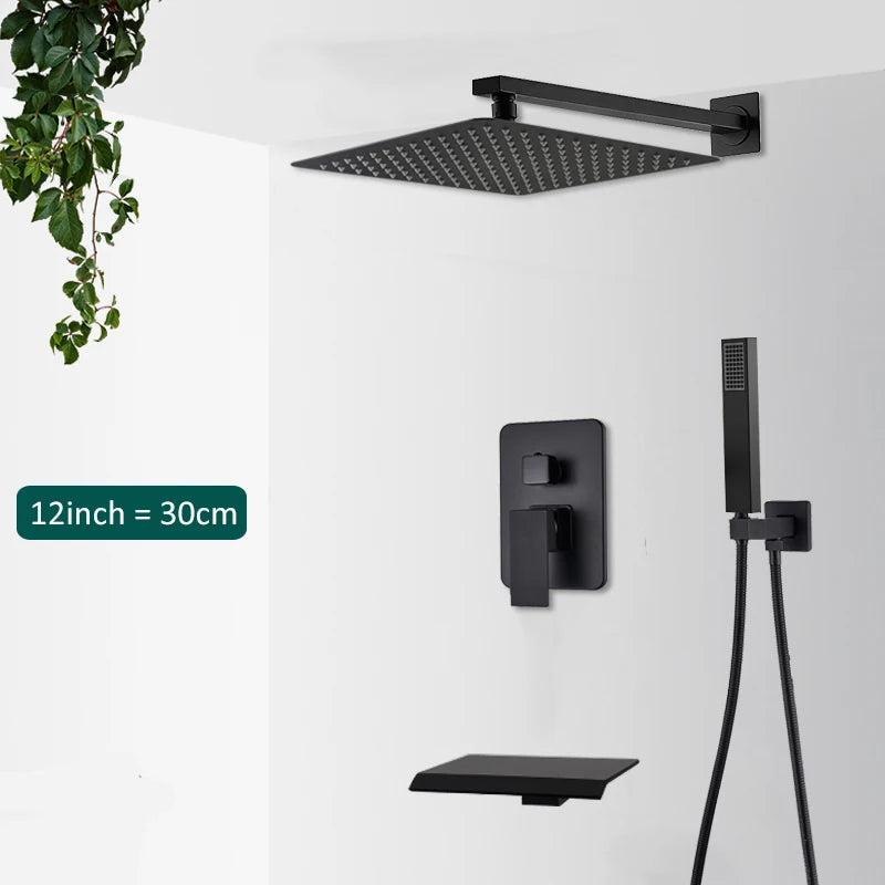 Quyanre In Wall Concealed Digital Shower Faucet Set Tub Spout