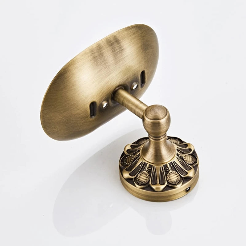 Antique Brass Wall Mounted Soap Dish Holder With Brushed Black Finish