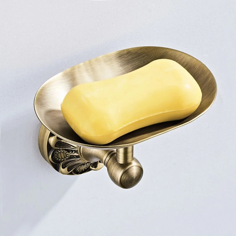 Antique Brass Wall Mounted Soap Dish Holder With Brushed Black Finish