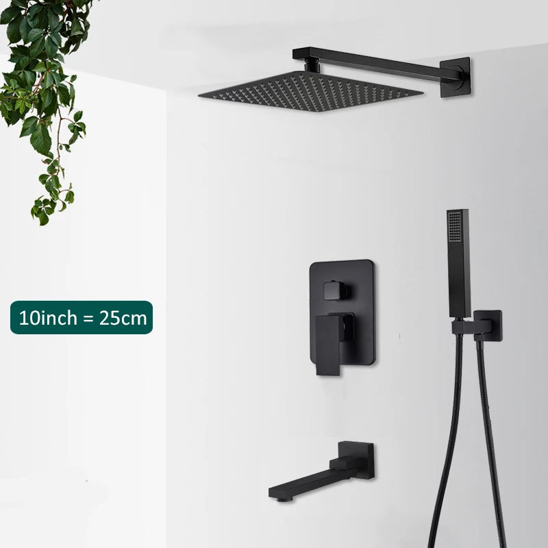 Quyanre In Wall Concealed Digital Shower Faucet Set Tub Spout