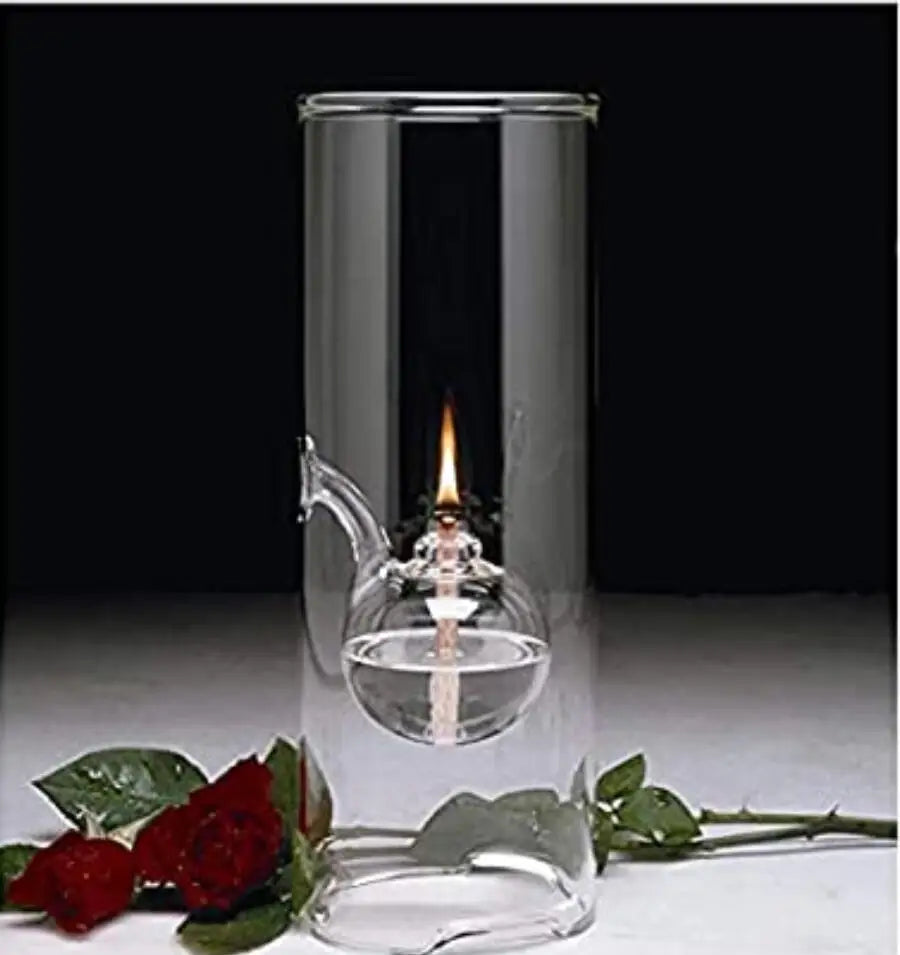MEMEOKON Borosilicate Glass Cylindrical Oil Light Hurricane Candle Holder