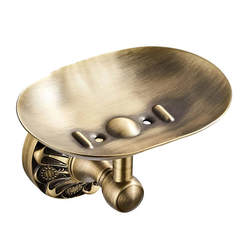 Antique Brass Wall Mounted Soap Dish Holder With Brushed Black Finish