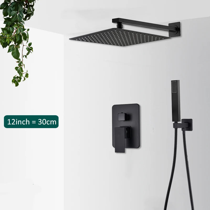 Quyanre In Wall Concealed Digital Shower Faucet Set Tub Spout