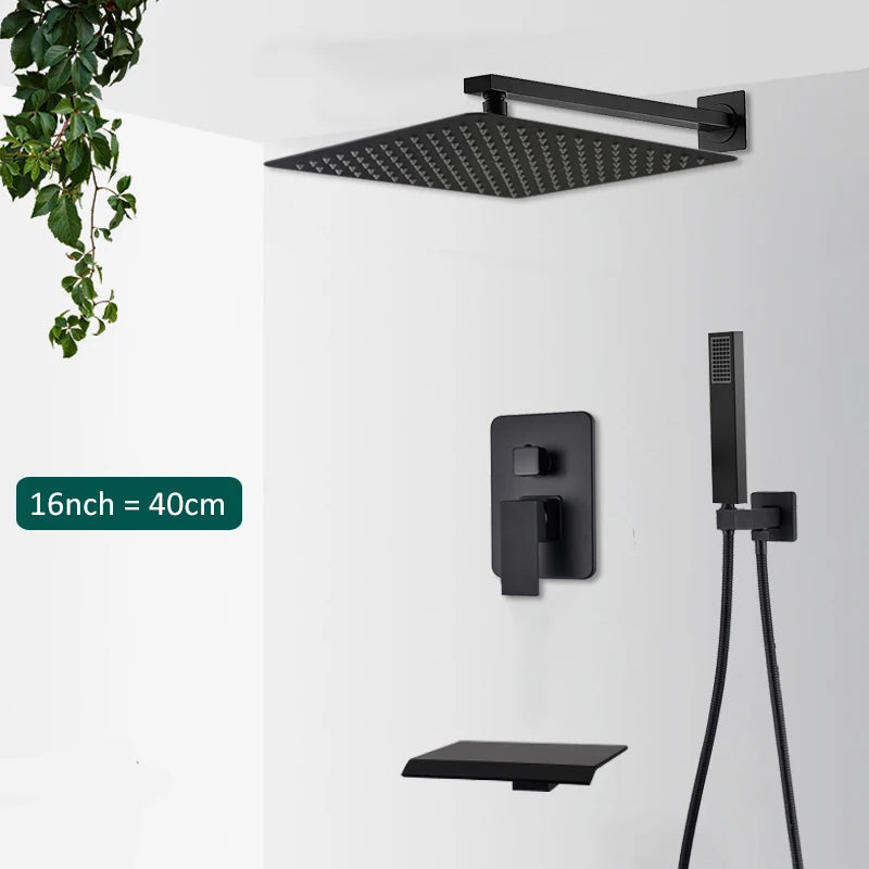 Quyanre In Wall Concealed Digital Shower Faucet Set Tub Spout