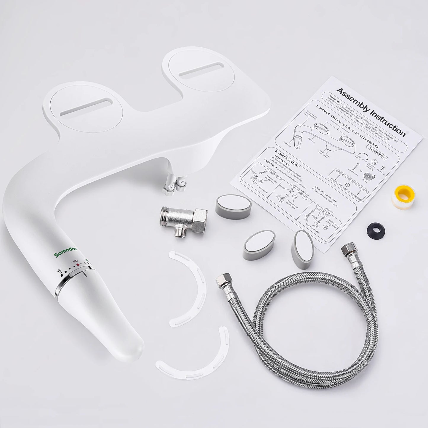 SAMODRA Ultra-Slim Toilet Bidet Seat Attachment With Adjustable Water Pressure