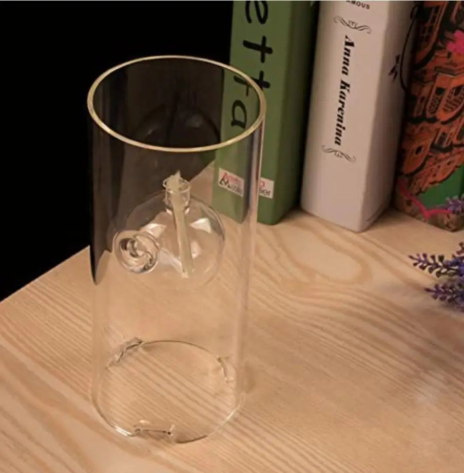 MEMEOKON Borosilicate Glass Cylindrical Oil Light Hurricane Candle Holder