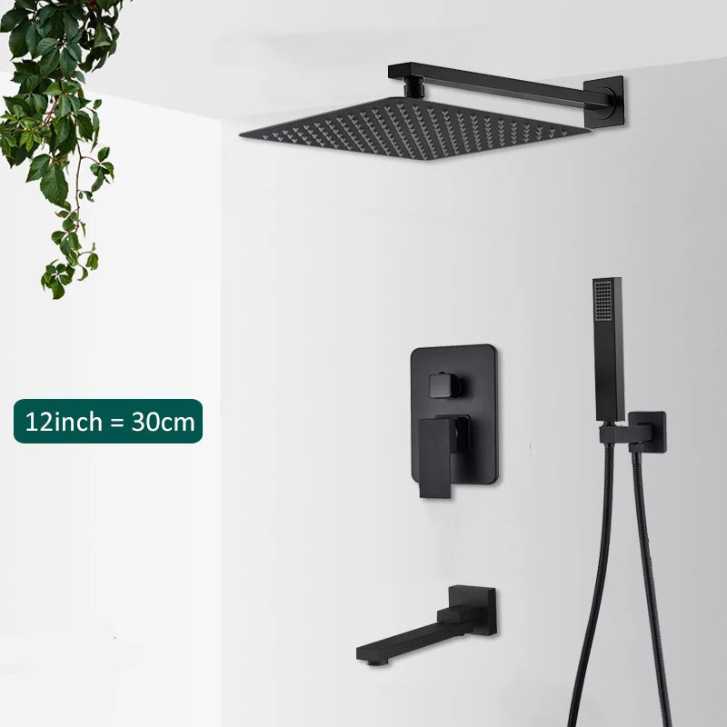 Quyanre In Wall Concealed Digital Shower Faucet Set Tub Spout