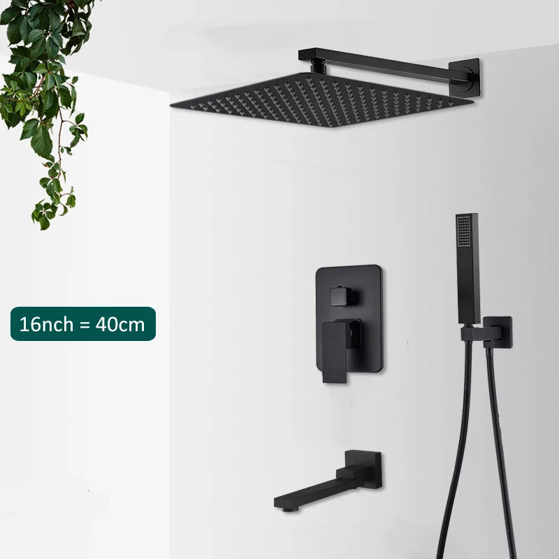Quyanre In Wall Concealed Digital Shower Faucet Set Tub Spout