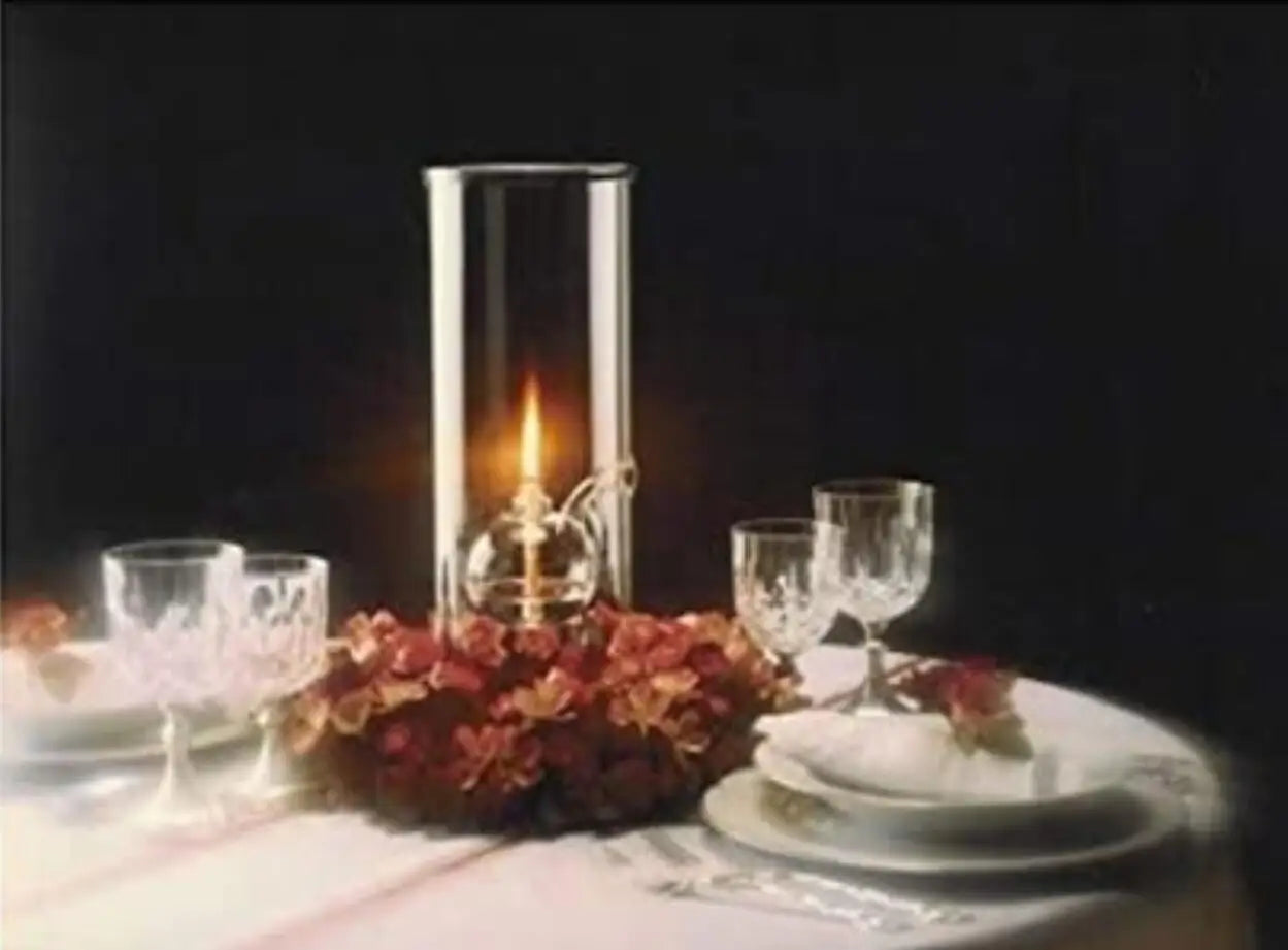 MEMEOKON Borosilicate Glass Cylindrical Oil Light Hurricane Candle Holder