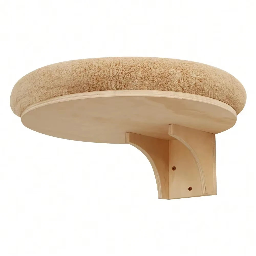 Cat Wall Mounted Solid Wooden Climbing Ladder Hammock Scratching Post