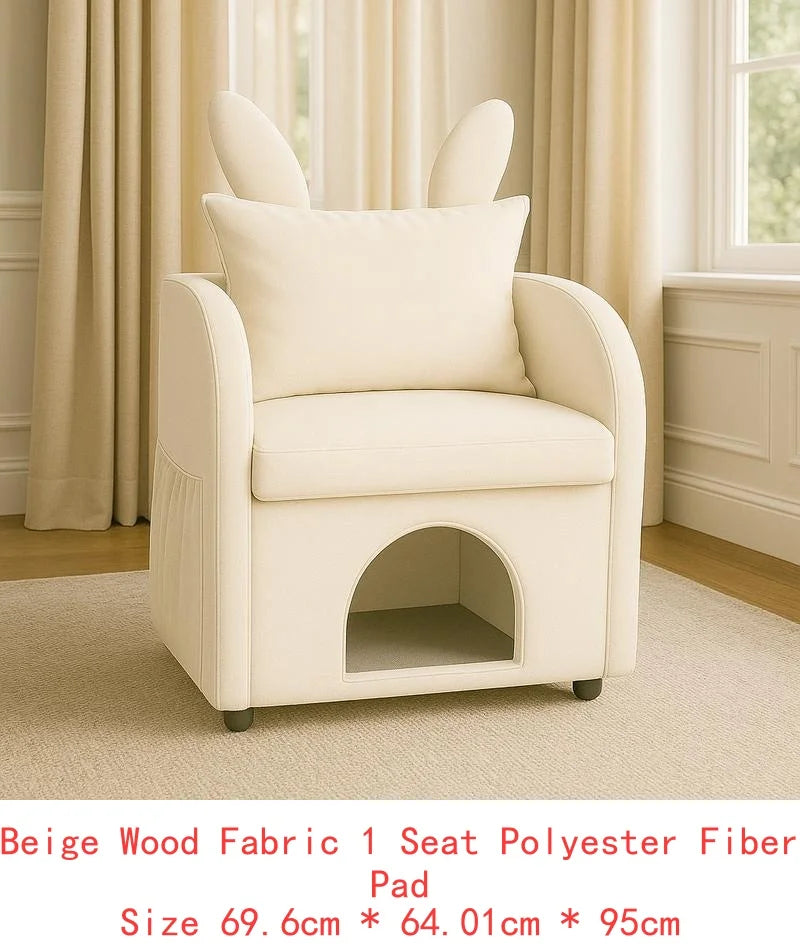 Pet-Friendly Bunny Ear Armchair For Dogs And Cats With Hideaway