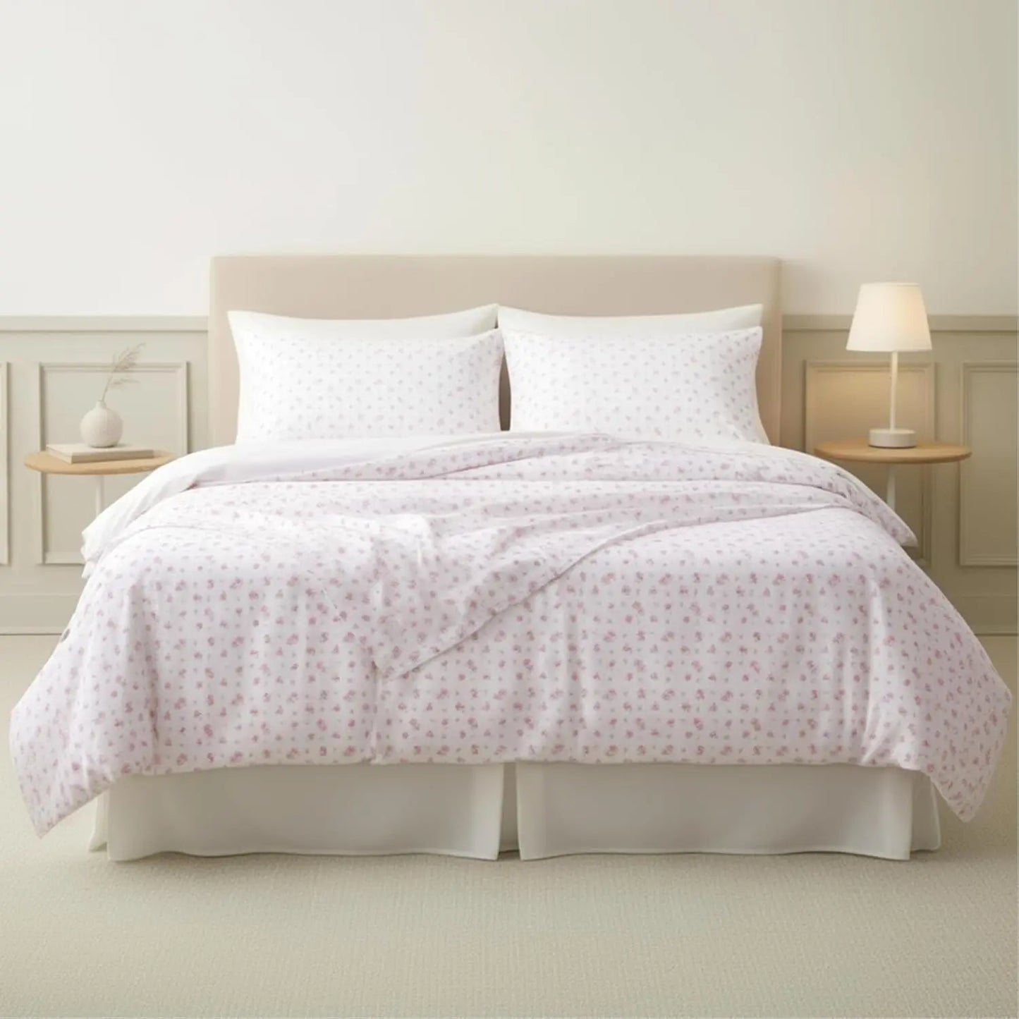 Silky Bamboo Fiber Bed Sheets Set With Flat And Fitted