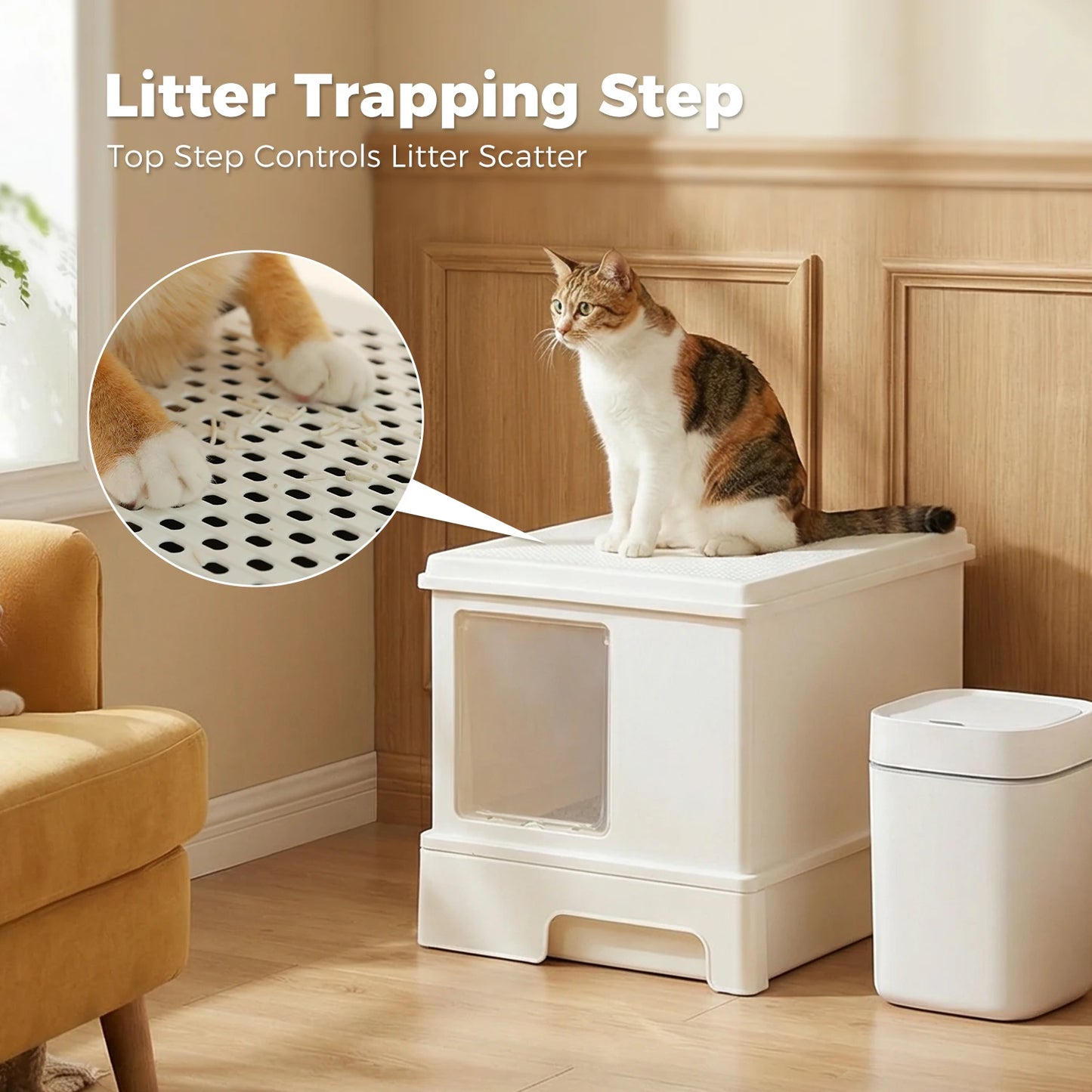 Enclosed Cat Litter Box With Scoop For Indoor Use