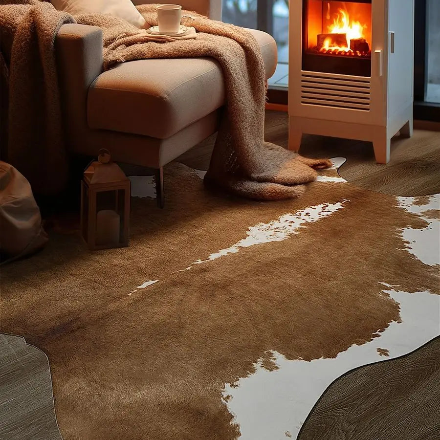 Premium Faux Cowhide Rug Rustic Western Cow Print Living Room