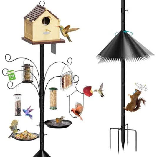 Squirrel-Proof Heavy-Duty Bird Feeder Stand With Five Hooks