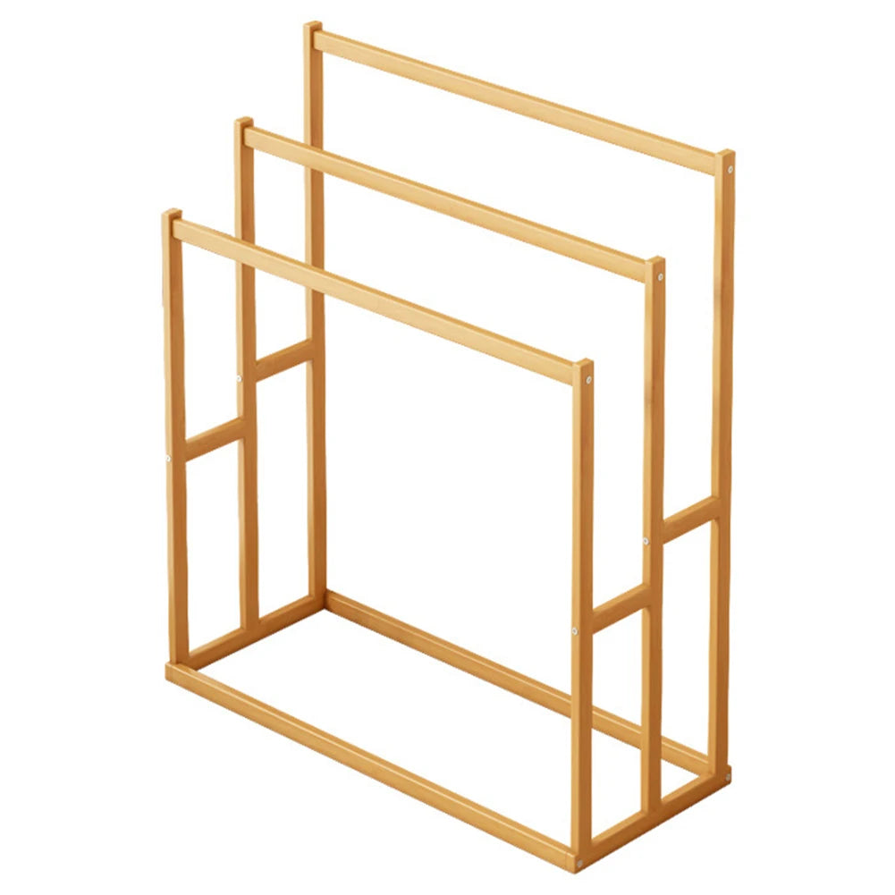 Wooden Three Tier Vertical Towel Rack Floor Freestanding