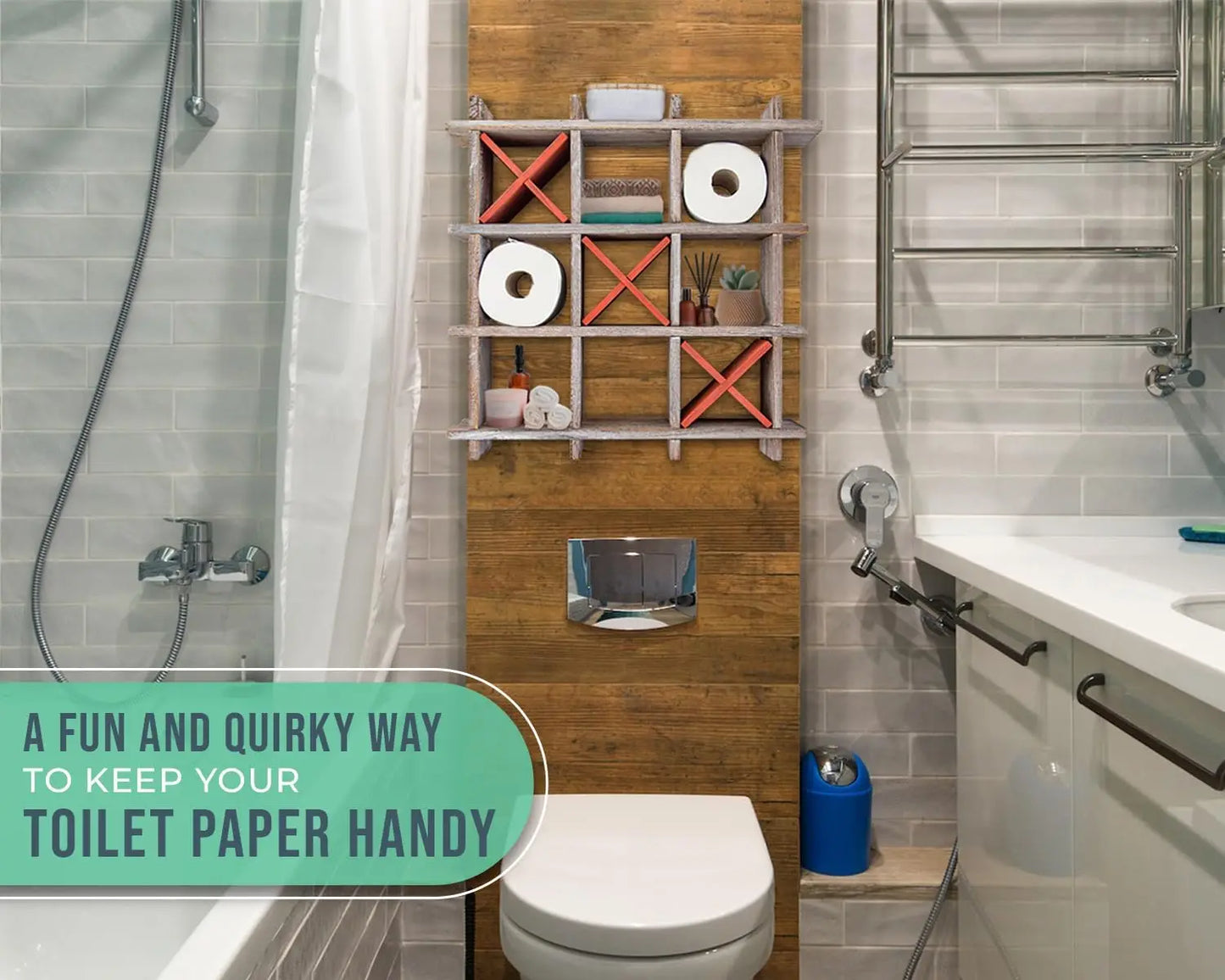 Rustic Tic Tac Toe Toilet Paper Holder Freestanding Wall Mounted