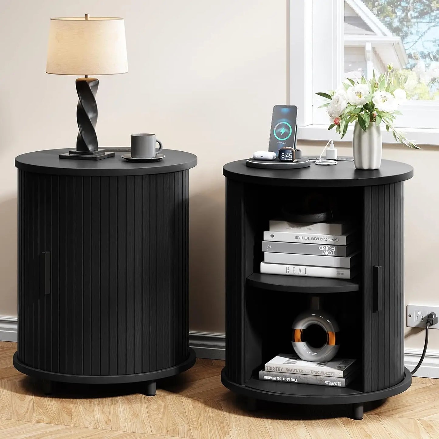 Onbrill Fluted Round End Tables Set Of 2