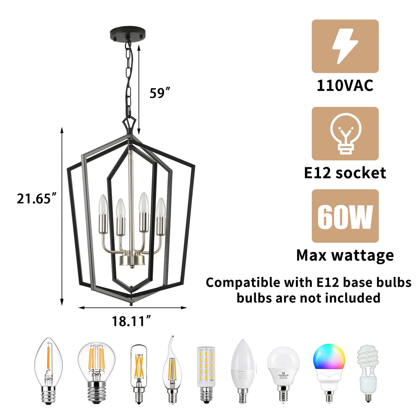 LovingC Four Light Luxury Chandeliers Farmhouse Pendant Lighting