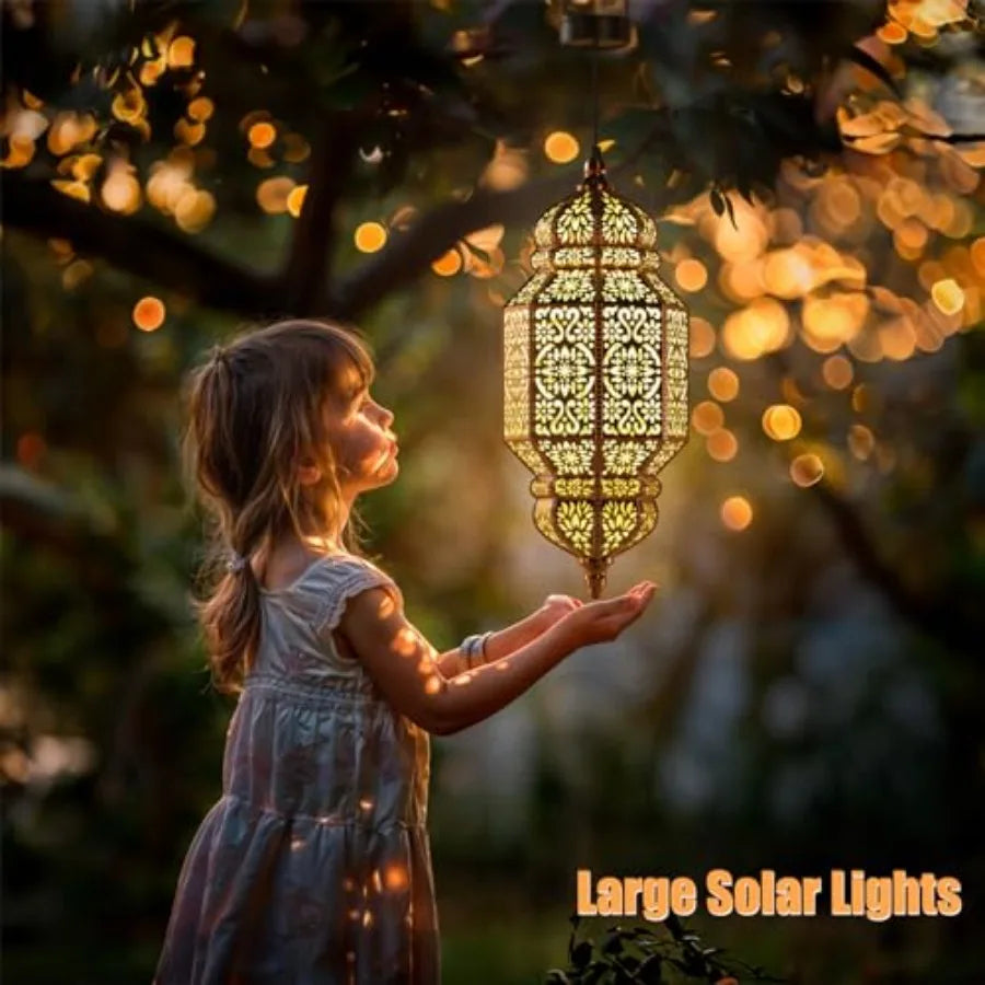 Moroccan Hanging Solar Lantern For Outdoor Garden Decor
