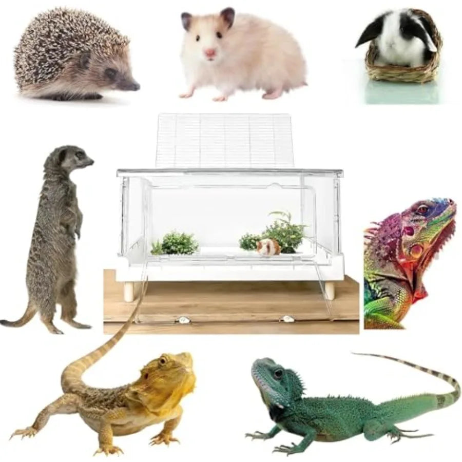 NONECN Acrylic Hamster And Guinea Pig Cage For Small Pets