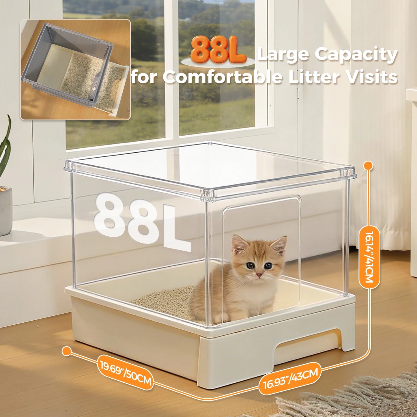 Enclosed Cat Litter Box With Scoop For Indoor Use