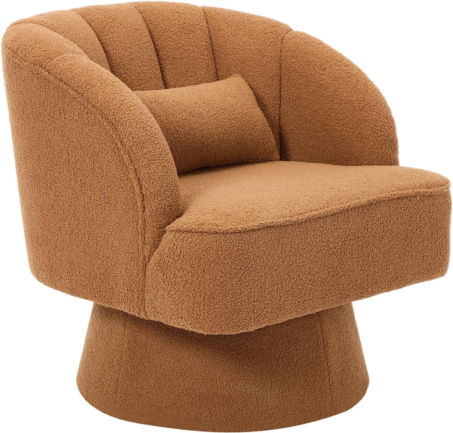 HiMISS Velvet Swivel Barrel Chair With Plush Padding Striped Backrest