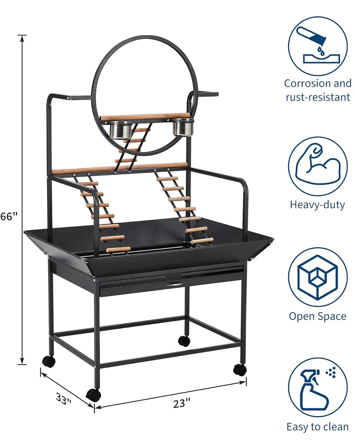 HiMISSCN Heavy Duty Bird Play Stand With Lockable Wheels