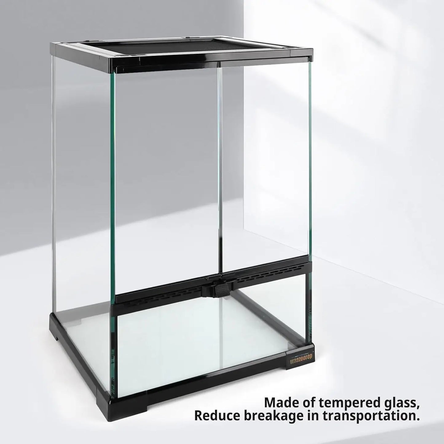 Vertical Glass Reptile Terrarium With Front Door Top Screen Vent