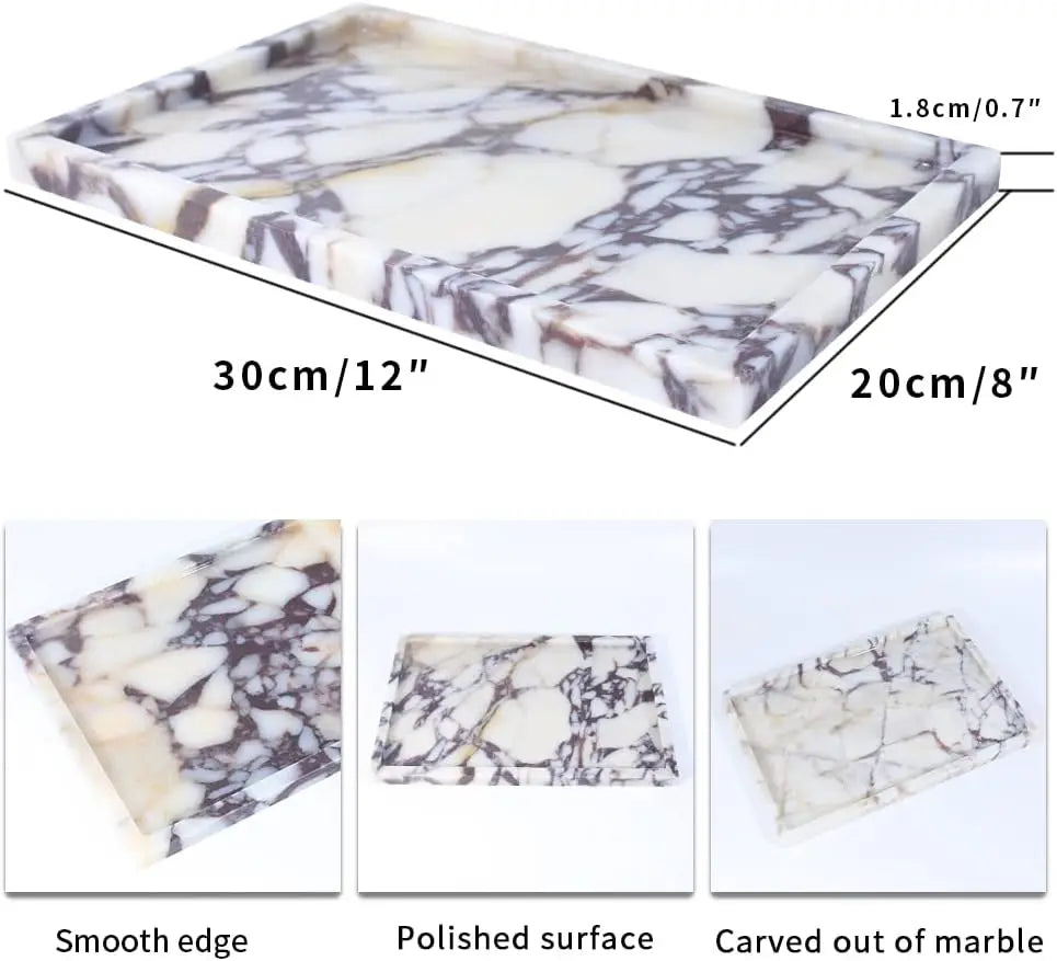 Natural Marble Vanity Tray Jewelry Organizer For Bathroom
