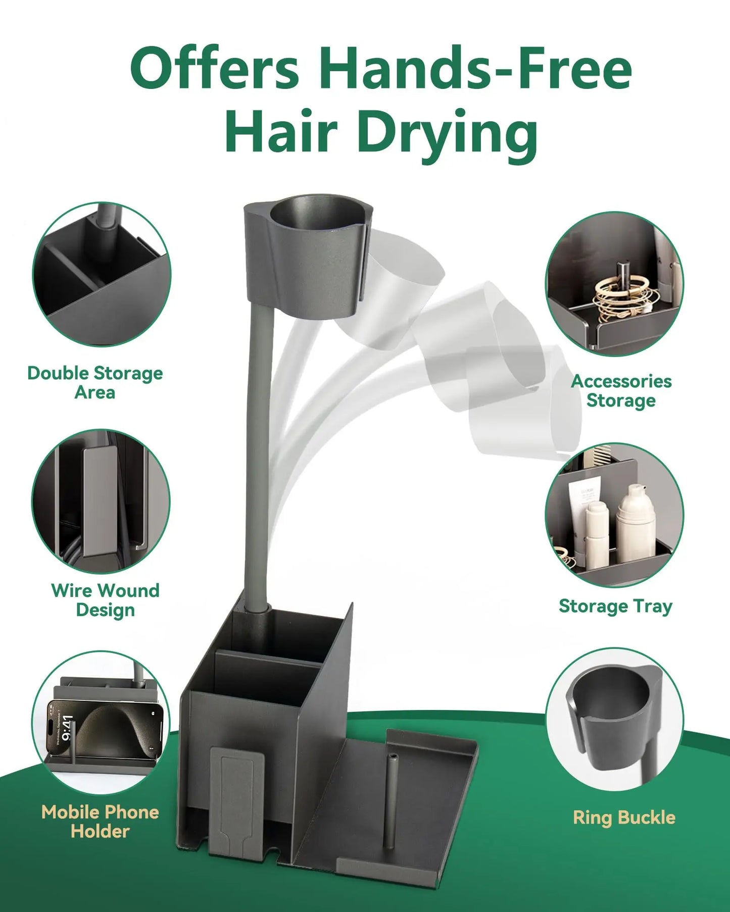 Hair Tool Organizer Wall Mounted Hair Dryer Holder